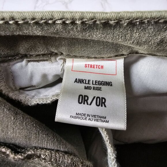 Express Stretch Ankle Legging Mid-Rise Cut Off Jeans Distressed Women Size 0R - Picture 6 of 12